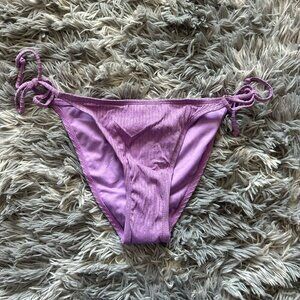 NWT Xhilaration Purple Sparkle Cheeky String Tie Bikini Bottom Size Large L 8/10